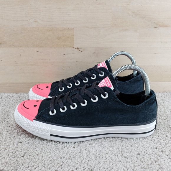 Converse Shoes - Converse CTAS Smile Emoji Women’s Size 7.5 Black Pink Low Top Shoes 164425C